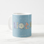 Mug Biologie diagramme et typographie bleu (Devant gauche)