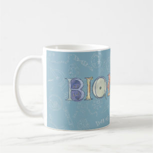 Mug Biologie diagramme et typographie bleu
