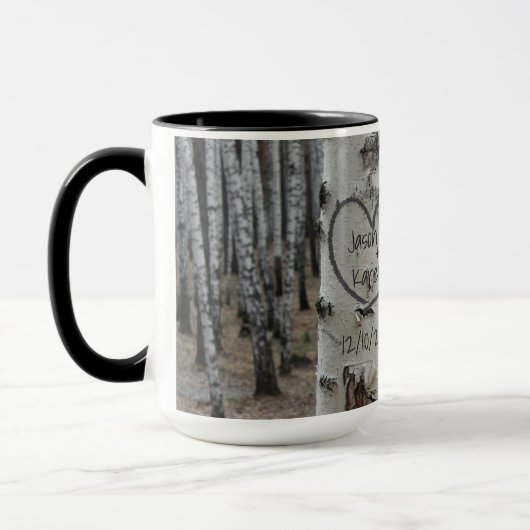 Mug Birch Tree Custom Country Rustic Carved Heart (Gauche)