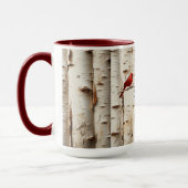 Mug Birch Trees Beaux Oiseaux Cardinaux (Gauche)