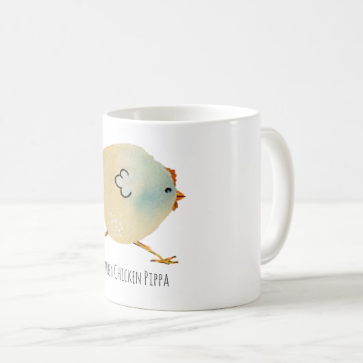 Mug Bird, chicken, hydrocolor, whimsical, chubby bird (Devant droit)