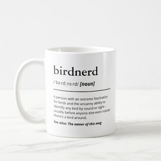 Mug Bird Nerd Definition Funny Birdwatcher Gift (Gauche)
