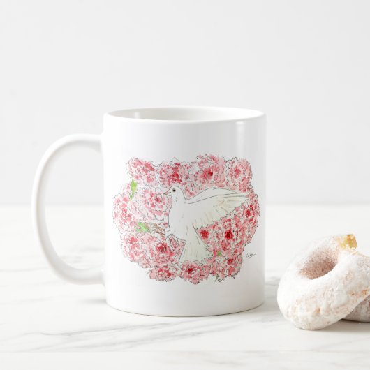 Mug bird of hope_pigeon コーヒーマグカップ (Avec donut)