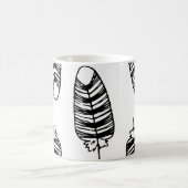 Mug Bird striped feather pattern. Seamless pattern of (Centre)