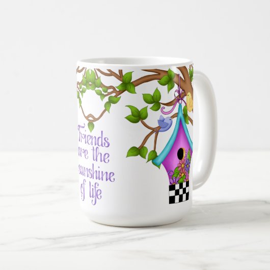 Mug Birdhouse en damier (Devant droit)
