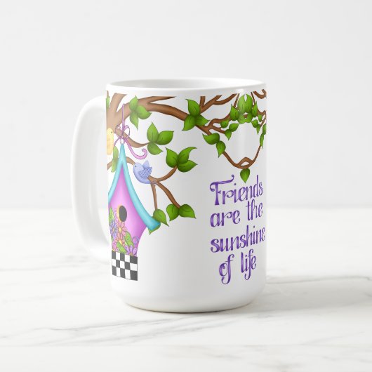Mug Birdhouse en damier (Devant gauche)
