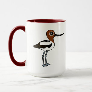 Mug Birdorable à col rouge Avocet mignon Cartoon Bird
