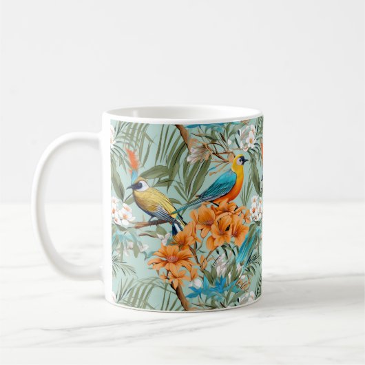 Mug Birds Chinoiserie Mint Orange (Gauche)