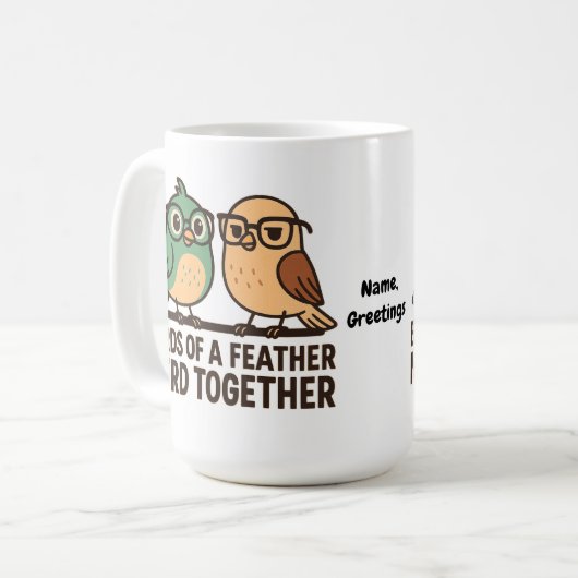 Mug Birds of a Feather Nerd Together Funny Geeky Bird  (Devant gauche)