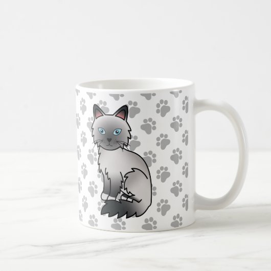 Mug Birman / Ragdoll Point Bleu Chat & Pattes Mignonne (Droite)