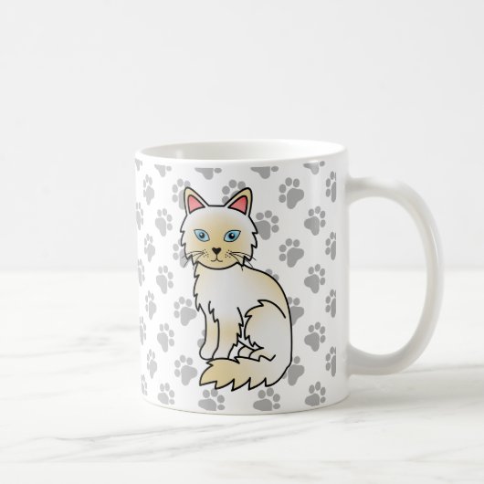 Mug Birman / Ragdoll Point crème Chat & Pattes Mignonn (Droite)