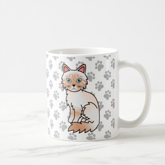 Mug Birman / Ragdoll tigré pointe rouge Chat & Pattes  (Droite)