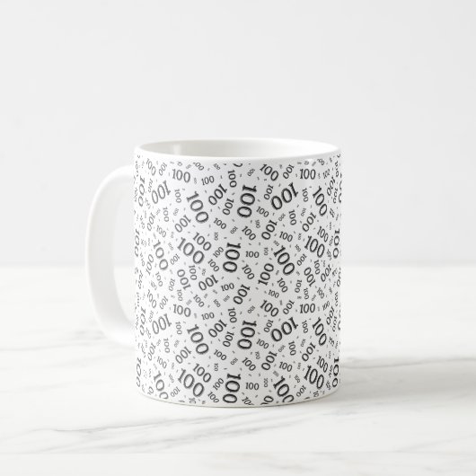 Mug Birthday 100 Black/White Random Number Pattern  (Devant gauche)