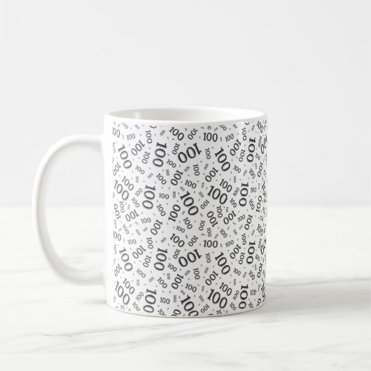 Mug Birthday 100 Black/White Random Number Pattern (Gauche)