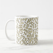 Mug Birthday 100 Gold/White Random Number Pattern  (Gauche)