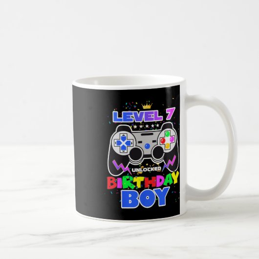 Mug Birthday Boy Level 7 Déverrouillé Video Game 7th B (Droite)
