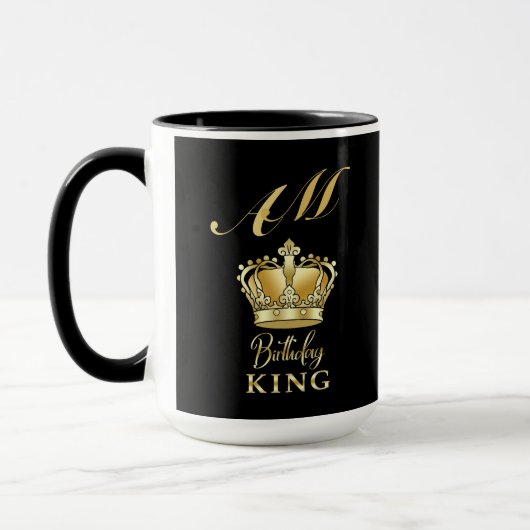 Mug Birthday King Gold Crown Royal Monogram Luxury (Gauche)