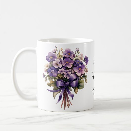 Mug Birthflower violet février (Gauche)