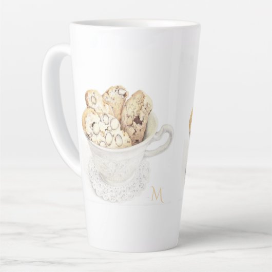 Mug BISCOTTI pour grand Latte + Initiale (Angle gauche)