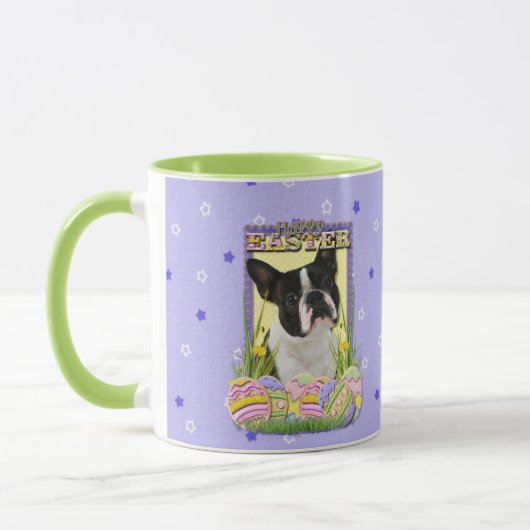 Mug Biscuits d'oeuf de pâques - Boston Terrier (Gauche)