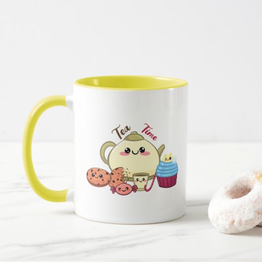 Mug biscuits kawaii et thé mignon (Avec donut)