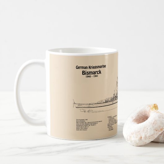 Mug Bismarck - Plan directeur du Bataillon SD (Avec donut)