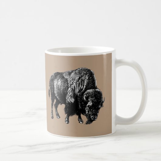 Mug Bison Américain Buffalo Vintage Bois Gravure Musiq (Droite)