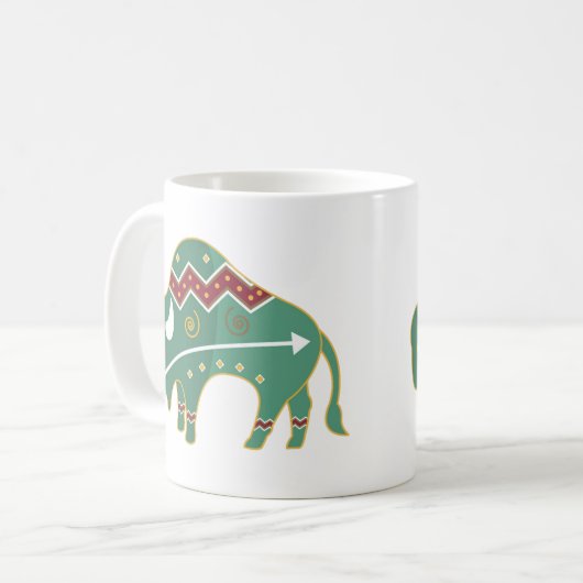 Mug Bison amérindien, vert (Devant gauche)
