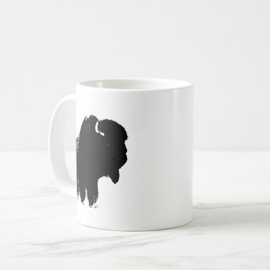 Mug Bison de bison noir et blanc Pop Art (Devant gauche)