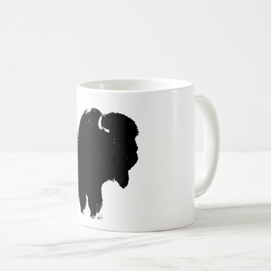 Mug Bison de bison noir et blanc Pop Art (Devant droit)