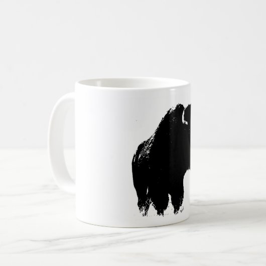 Mug Bison de bison noir et blanc Pop Art (Devant gauche)