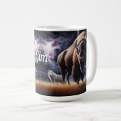 Mug Bison et loup dans un orage avec éclairs (Devant droit)