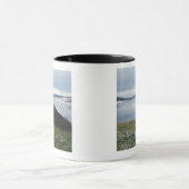 Mug Bison se reposant par la rivière Yellowstone avec (Centre)