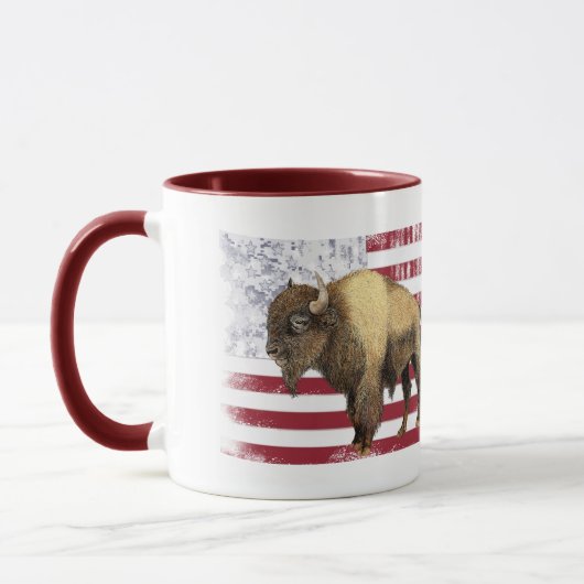 Mug Bison US Buffalo American Flag États-Unis (Gauche)