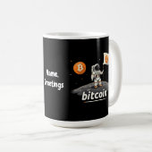 Mug Bitcoin Crypto Moon Astronaut Design BTC (Devant droit)