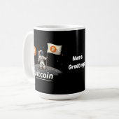 Mug Bitcoin Crypto Moon Astronaut Design BTC (Devant gauche)