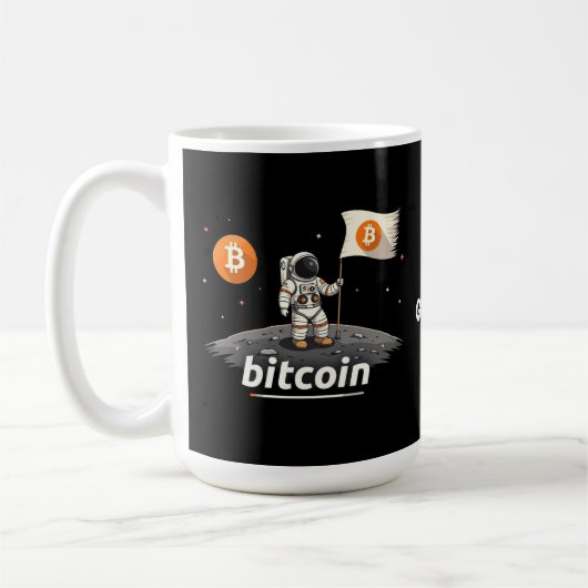 Mug Bitcoin Crypto Moon Astronaut Design BTC (Gauche)