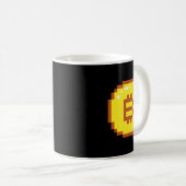 Mug Bitcoin Logo Emblem Crypto Blockchain 8bit Pixel R (Devant droit)