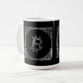 Mug Bitcoin logo wordart graphiques (Devant gauche)