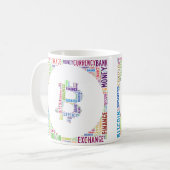 Mug Bitcoin logo wordart graphiques (Devant gauche)