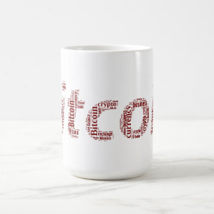 Mug Bitcoin logo wordart graphiques