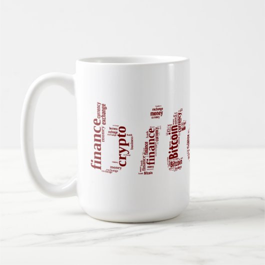 Mug Bitcoin logo wordart graphiques (Gauche)
