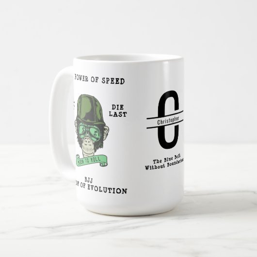 Mug BJJ Evolution Monogramme Ajouter Votre Nom Jiu Jit (Devant gauche)