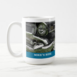 Mug Black 1957 Chevy Car, Nom/Message, Votre Photo/Art
