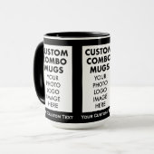 Mug Black 4:6 Frame 3 x Photo Text Large Custom Combo (Devant gauche)