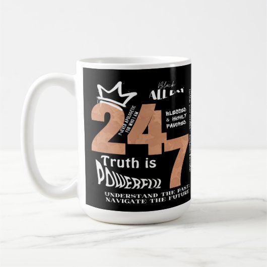 Mug Black All Day 24/7 Slogan Graphic (Gauche)