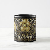 Mug Black and Gold Metallic Happy 00th Birthday Star (Centre)
