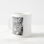 Mug Black and White Blue Eyes sauvage Tiger visage (Devant gauche)