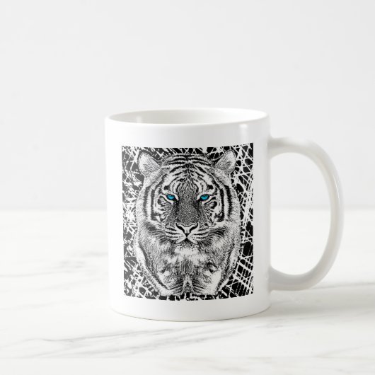 Mug Black and White Blue Eyes sauvage Tiger visage (Droite)