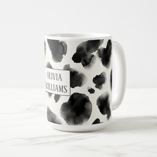 Mug Black and White Cow Print Pattern (Devant droit)